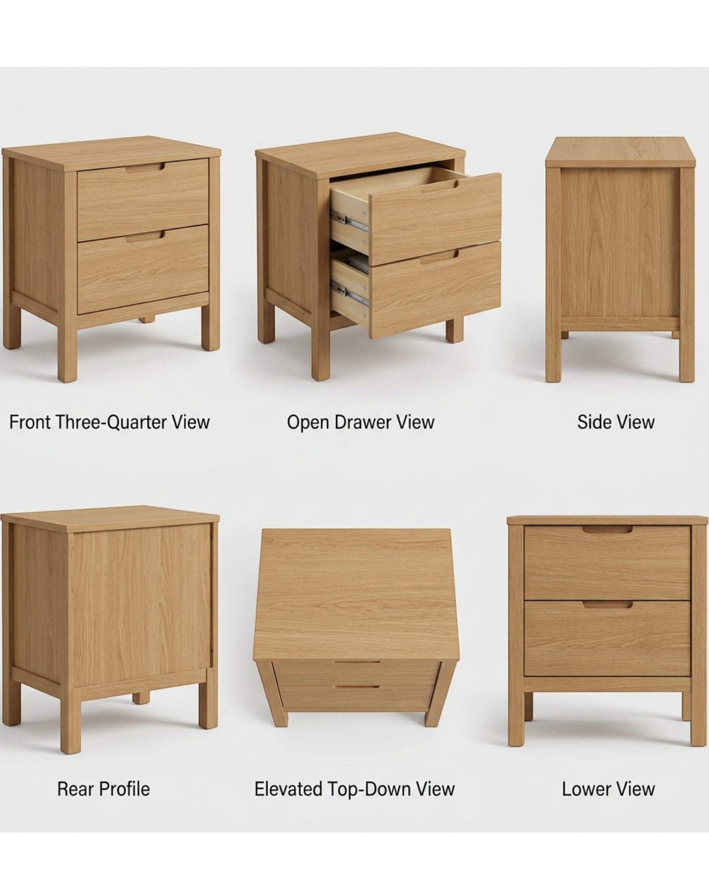 Grwnk Oak Finish Nightstand 2 Drawer 24 in