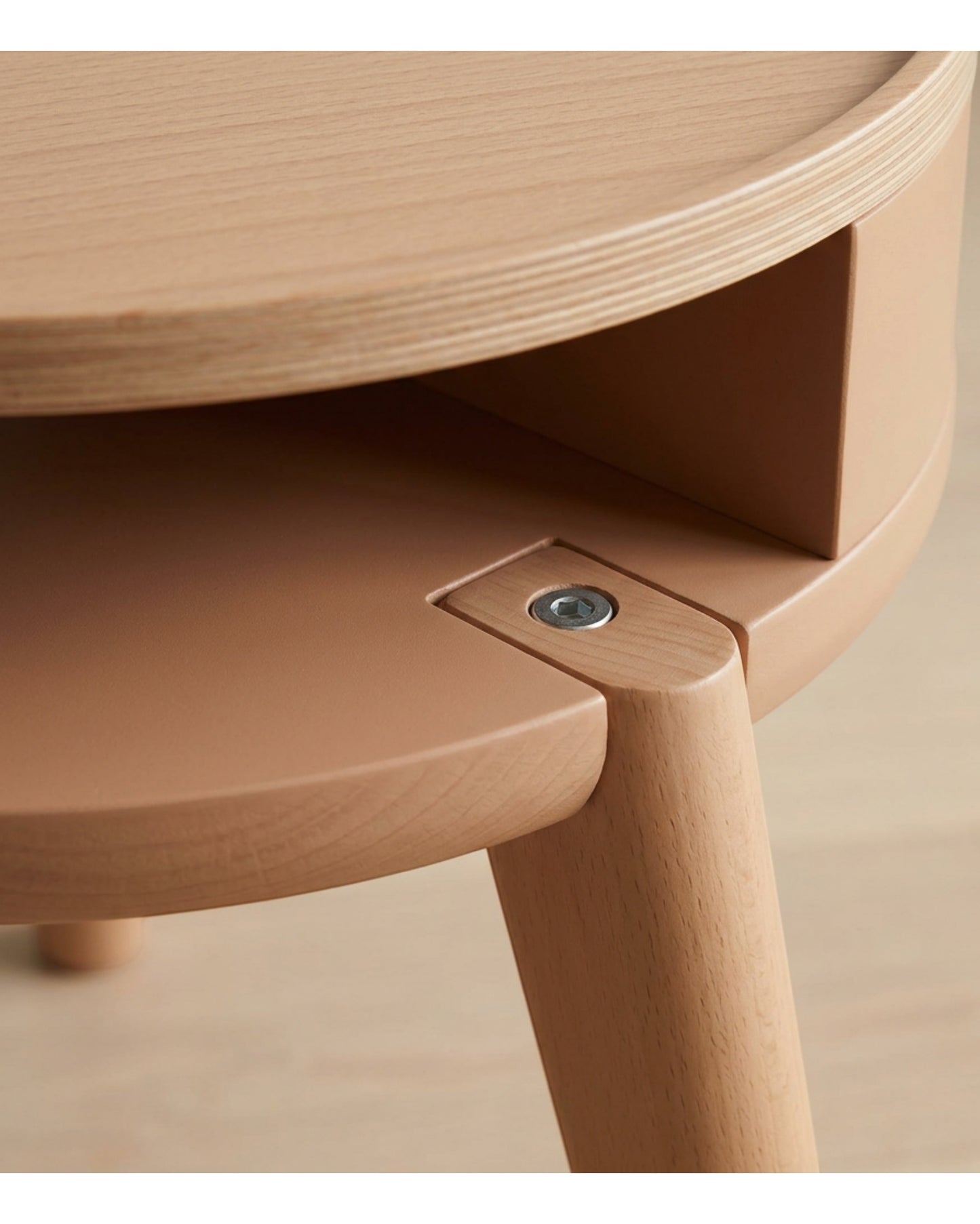 Grwnk Round Three Leg Bedside Tray Table Warm Clay - Detail view