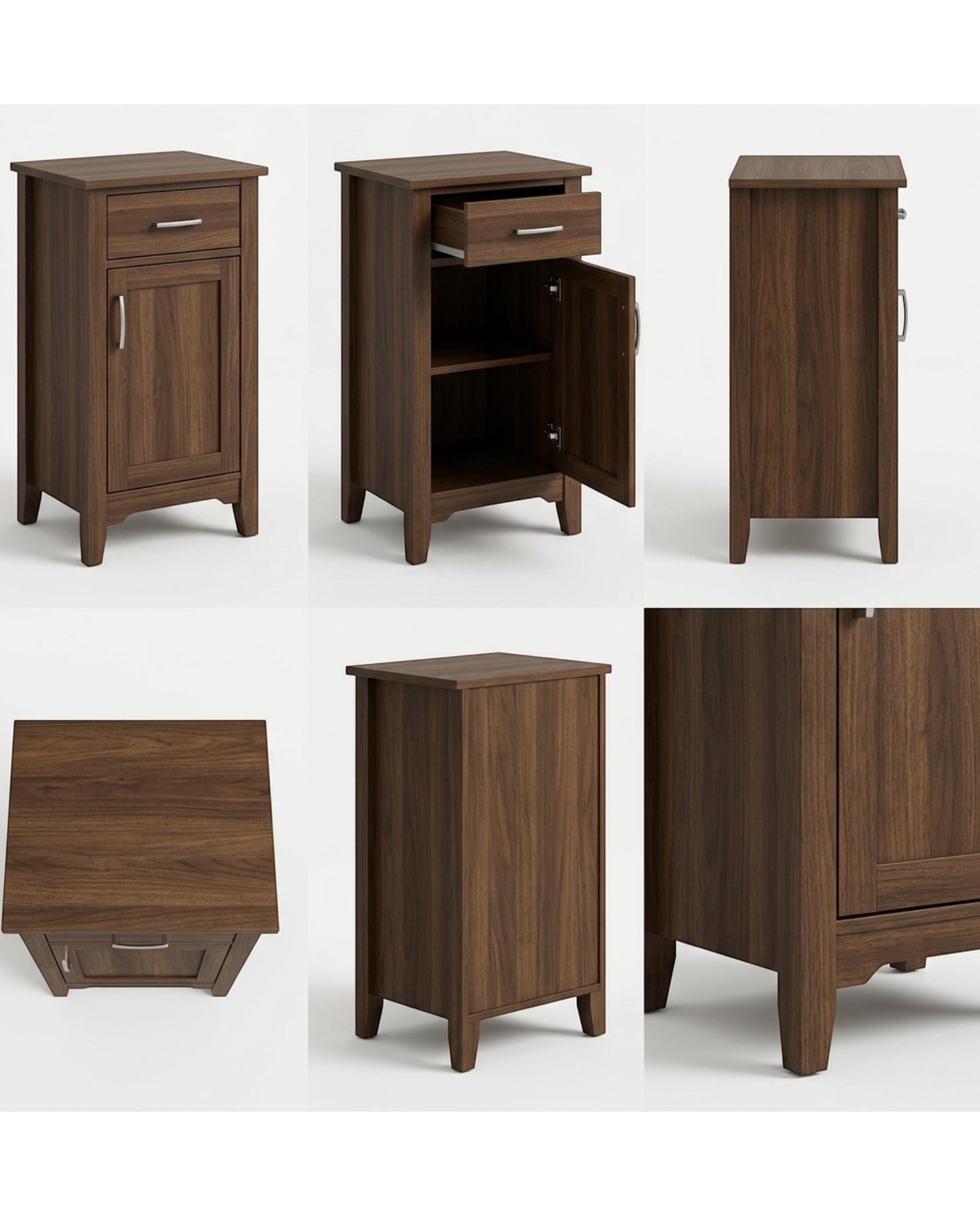 Grwnk Walnut Narrow Bedside Cabinet 1 Door 25 in