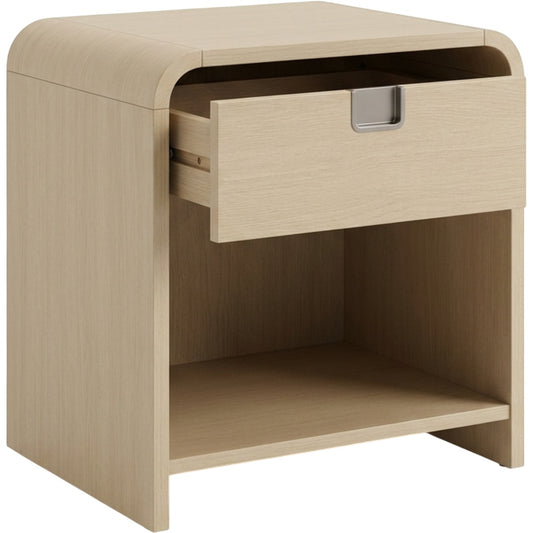 Grwnk Archline Rounded Nightstand 1 Drawer Open Shelf 23 in Sand - Product view