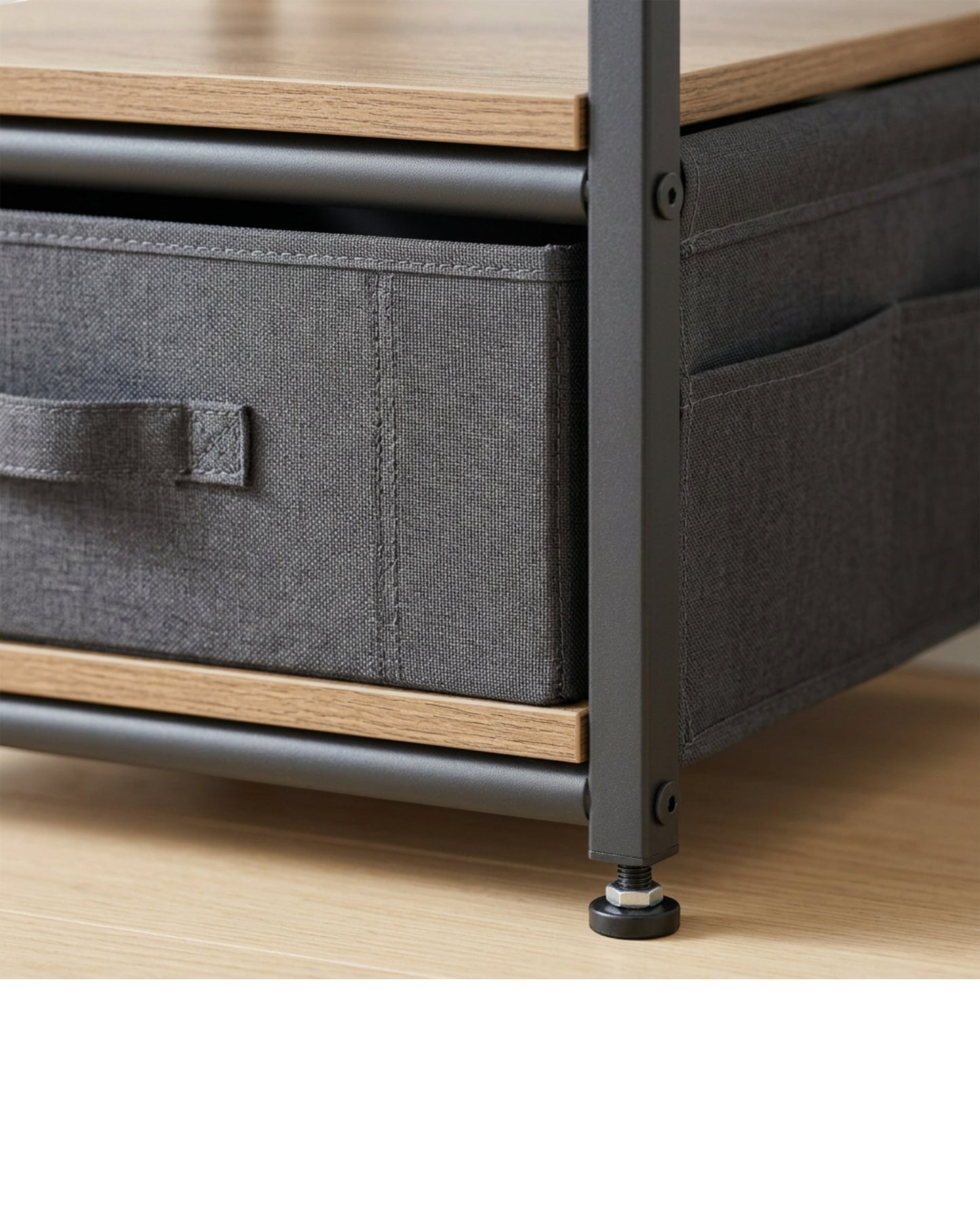 Grwnk Fabric Drawer Side Sling Bedside Table Charcoal - Detail view