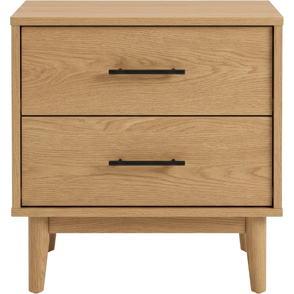 Grwnk Oak Finish Nightstand 2 Drawer 24 in