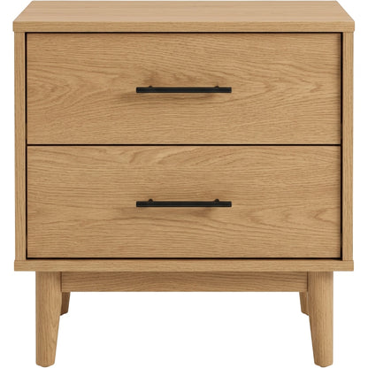 Grwnk Oak Finish Nightstand 2 Drawer 24 in