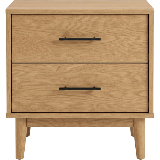 Grwnk Oak Finish Nightstand 2 Drawer 24 in