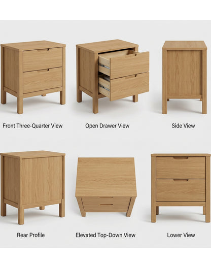 Grwnk Oak Finish Nightstand 2 Drawer 24 in