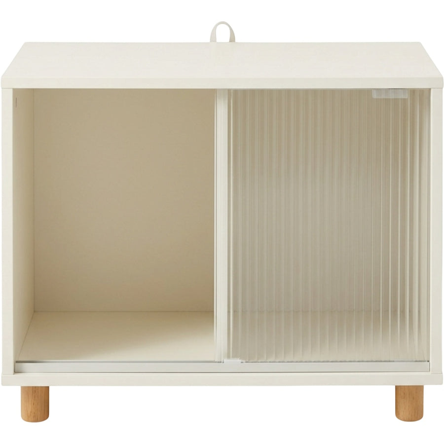 Grwnk Ribbed Acrylic Sliding Door Bedside Cabinet Ivory