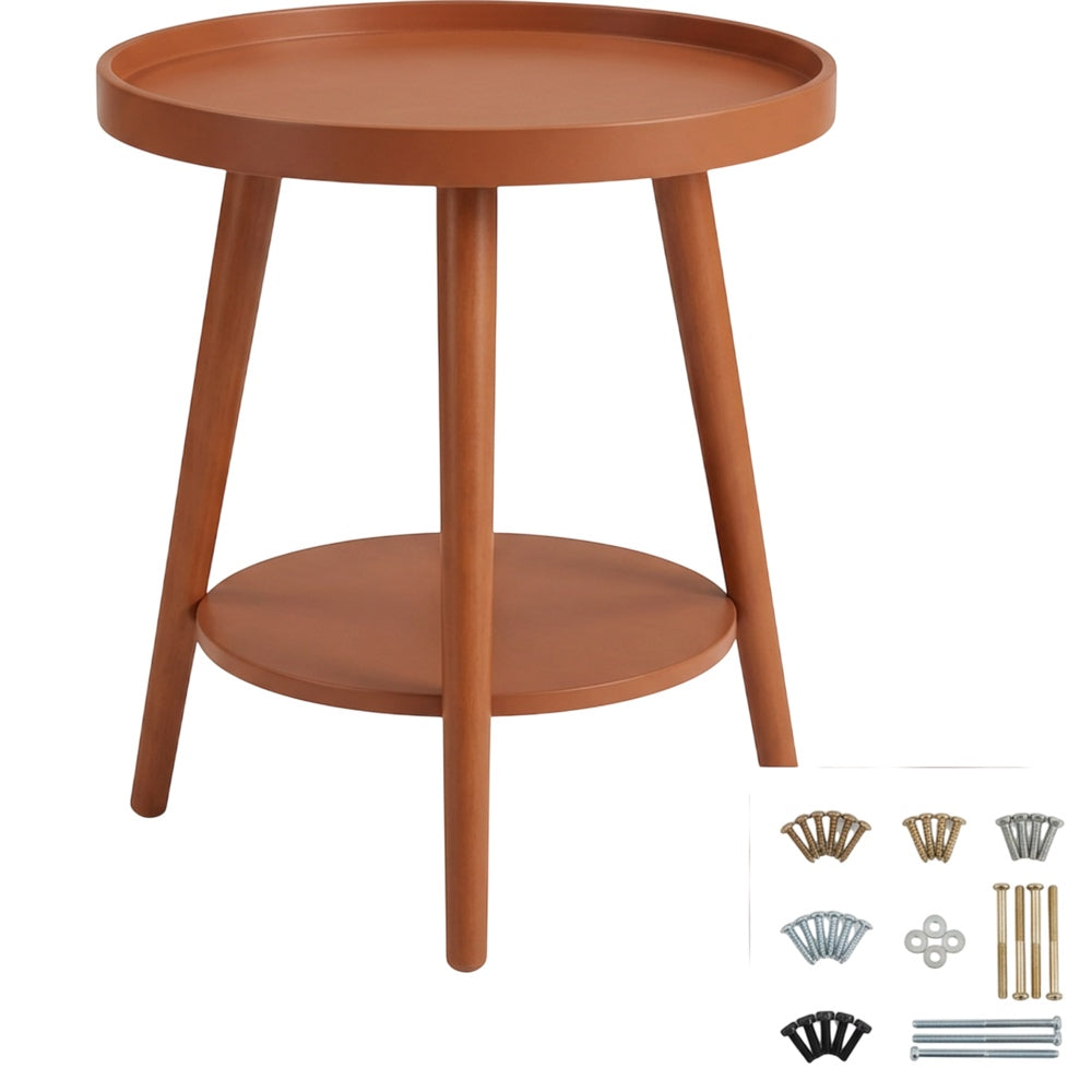 Grwnk Round Three Leg Bedside Tray Table Warm Clay - Product view